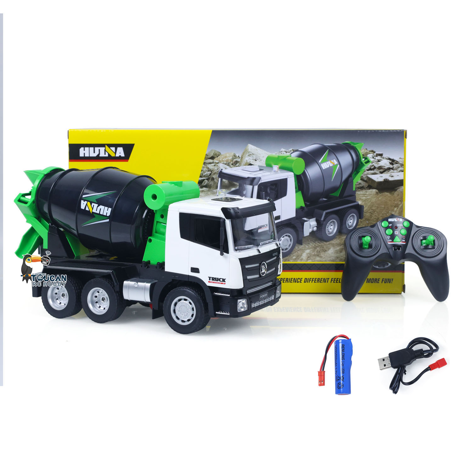 Rc Hobby Toucan - Huina รถคอนกรีตบังคับ9CH 1557 2.4กรัมพร้อมที่จะเรียกใช้รถผสมไฟฟ้ารถโมเดลทูแคนรถแทรคเตอร์ของเล่นสำหรับ TH20376-SMT8ของขวัญเด็ก