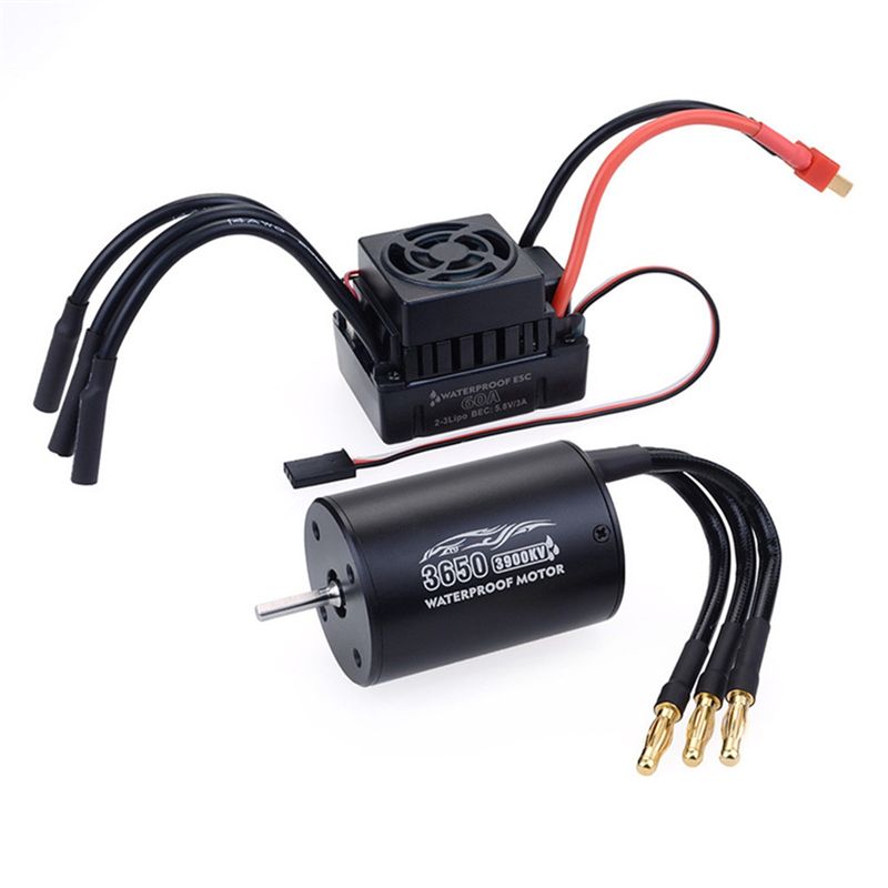 Brushless Motor 3650 - A49K-มอเตอร์ไร้แปรงกันน้ำ 3650 60A ESC และการ์ดโปรแกรมคอมโบ 3900KV
