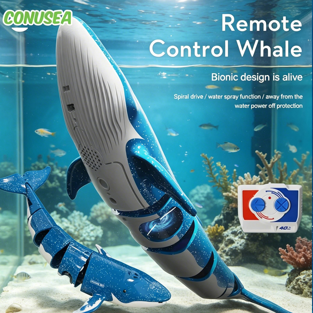 Rc Submarine Water - เรือดำน้ำบังคับวิทยุรูปปลาวาฬ/ฉลาม ของเล่นใต้น้ำสำหรับสระว่ายน้ำ ทะเลสาบ และตู้ปลา
