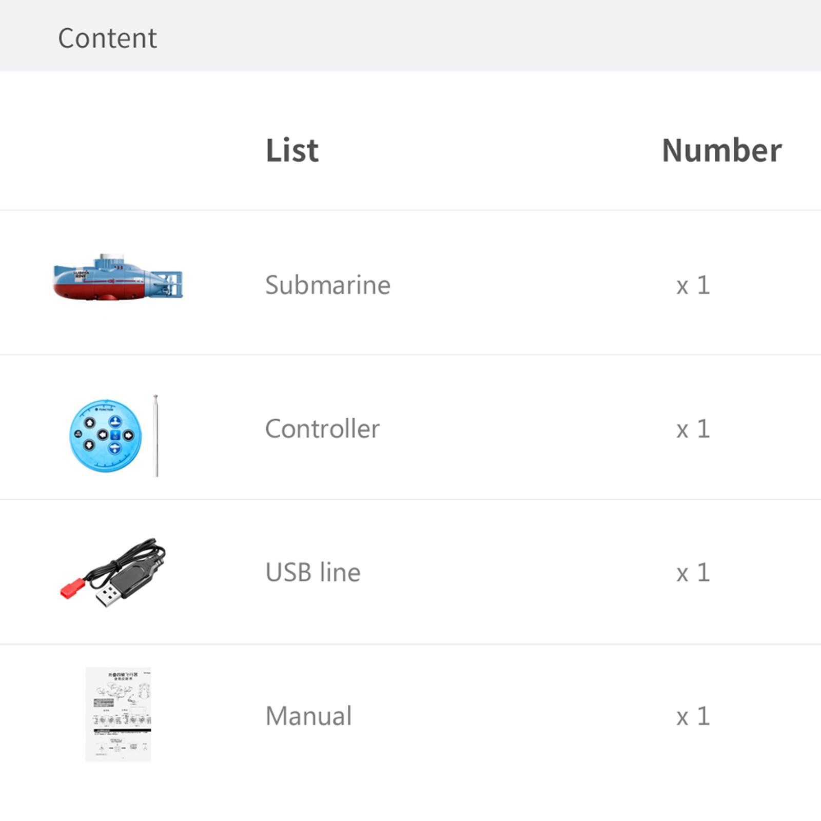 Rc Submarine Water - เรือดำน้ำ RC ขนาดเล็กใต้น้ำ สำหรับดำน้ำในถังน้ำ รุ่น 6